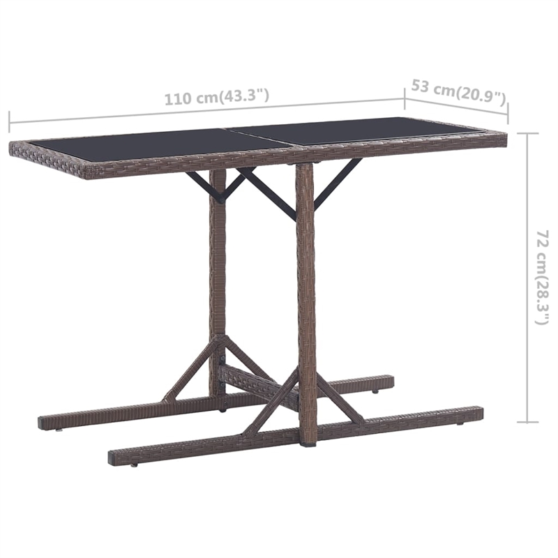 Afuera Living Poly Rattan Outdoor Dining Table with Glass Top in Brown