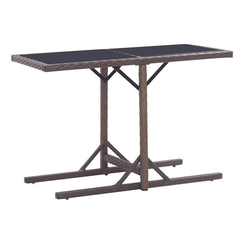 Afuera Living Poly Rattan Outdoor Dining Table with Glass Top in Brown