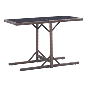 Afuera Living Poly Rattan Outdoor Dining Table with Glass Top in Brown