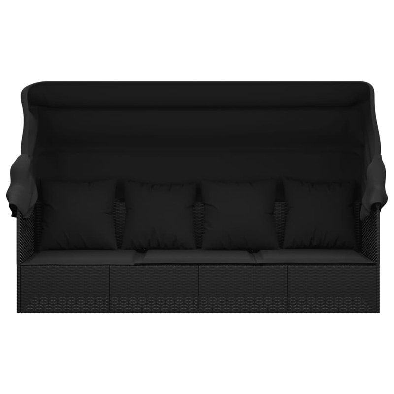 Afuera Living PE Rattan Outdoor Lounge Bed with Cushions in Black