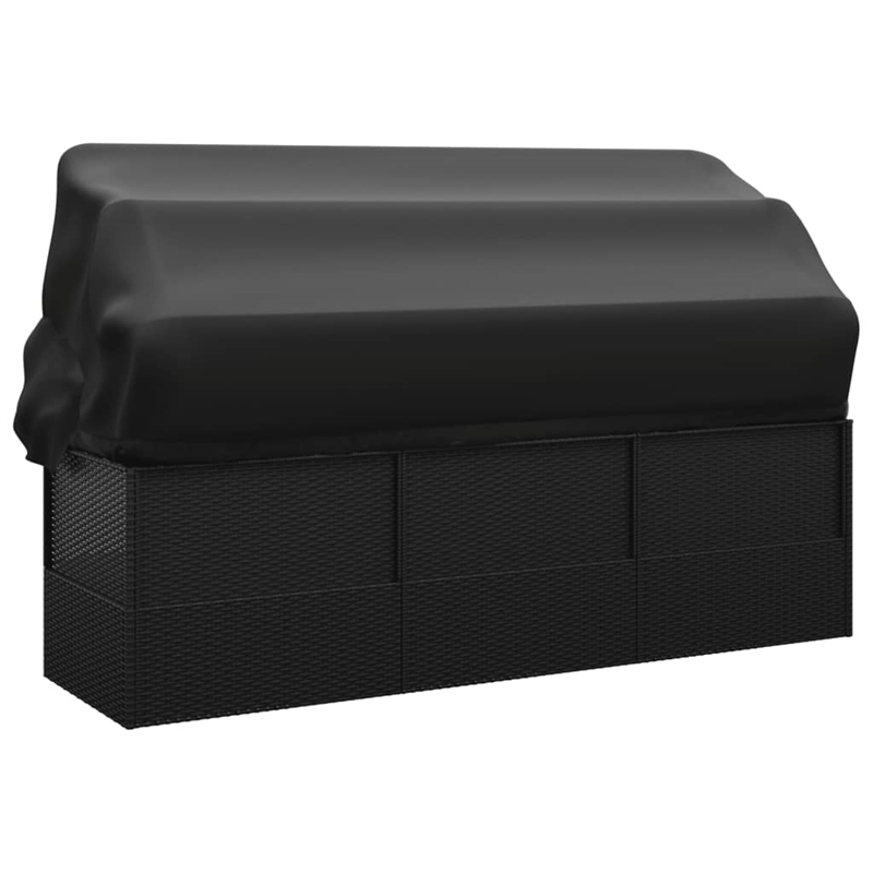 Afuera Living PE Rattan Outdoor Lounge Bed with Cushions in Black