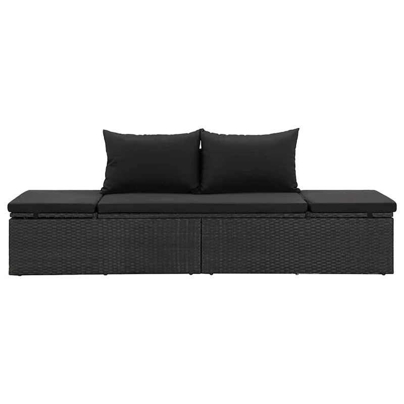 Afuera Living Adjustable Poly Rattan Sun Lounger in Black with Cushions