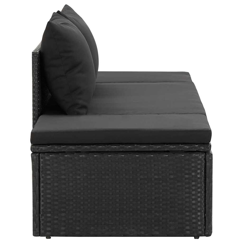 Afuera Living Adjustable Poly Rattan Sun Lounger in Black with Cushions