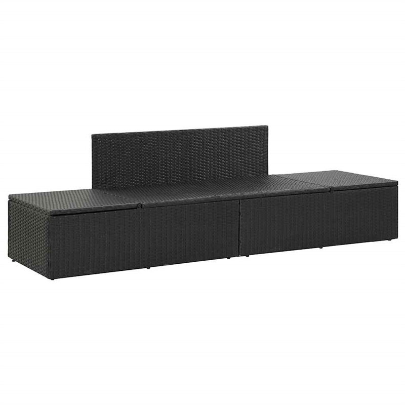 Afuera Living Adjustable Poly Rattan Sun Lounger in Black with Cushions