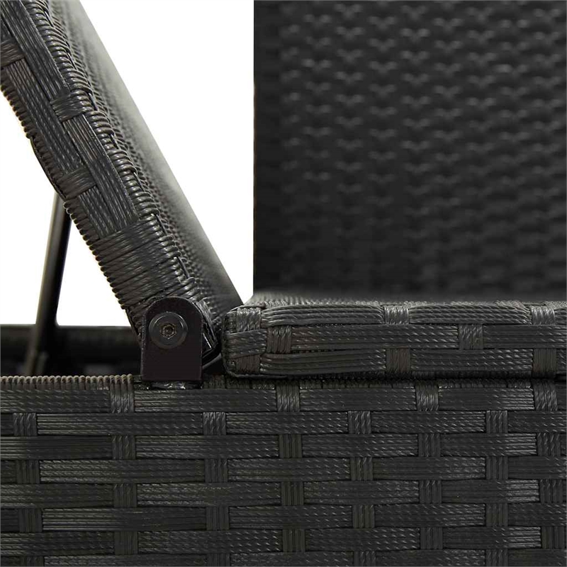 Afuera Living Adjustable Poly Rattan Sun Lounger in Black with Cushions
