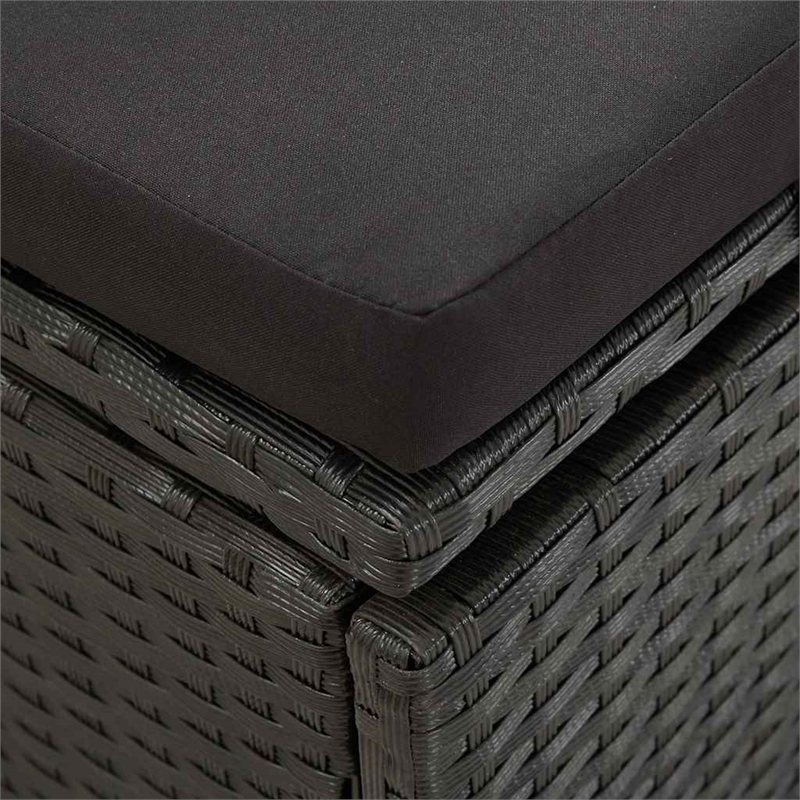 Afuera Living Adjustable Poly Rattan Sun Lounger in Black with Cushions