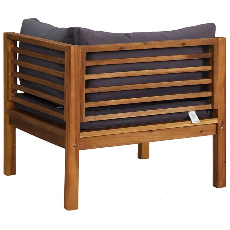 Afuera Living Solid Acacia Wood Medium Corner Sofa in Dark Grey