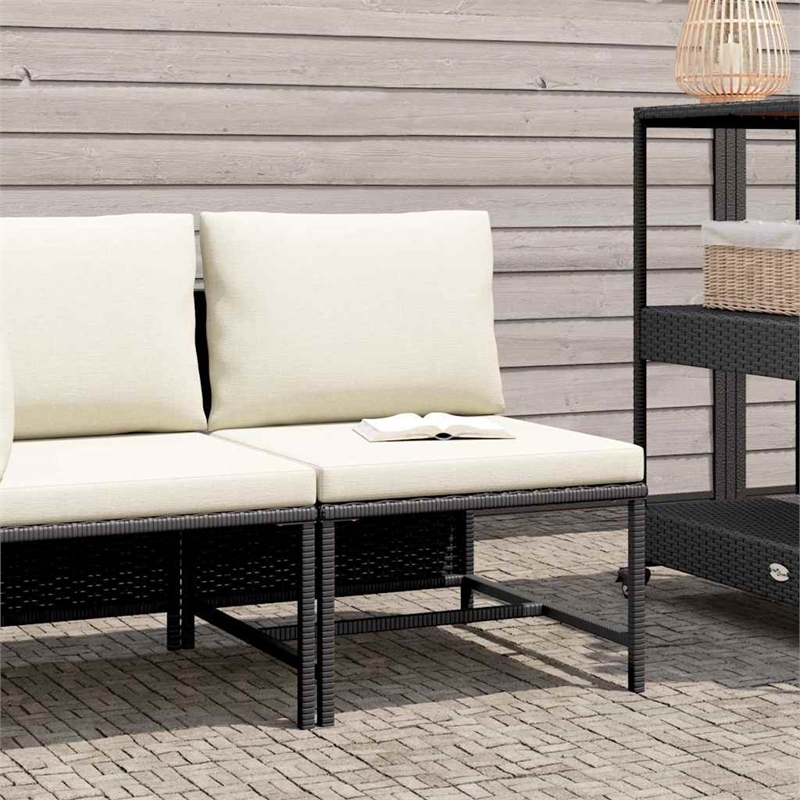 Afuera Living Modular PE Rattan Middle Sofa in Black with Cushions