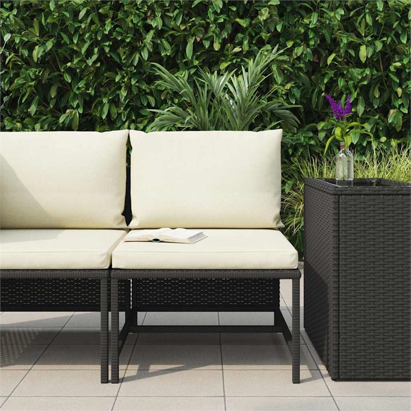Afuera Living Modular PE Rattan Middle Sofa in Black with Cushions