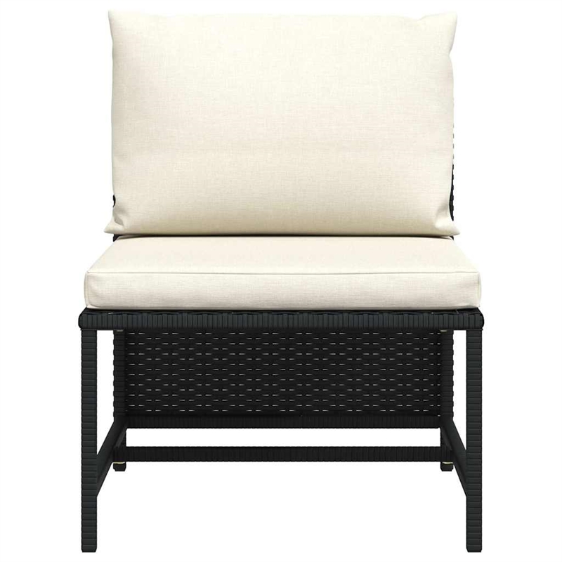 Afuera Living Modular PE Rattan Middle Sofa in Black with Cushions