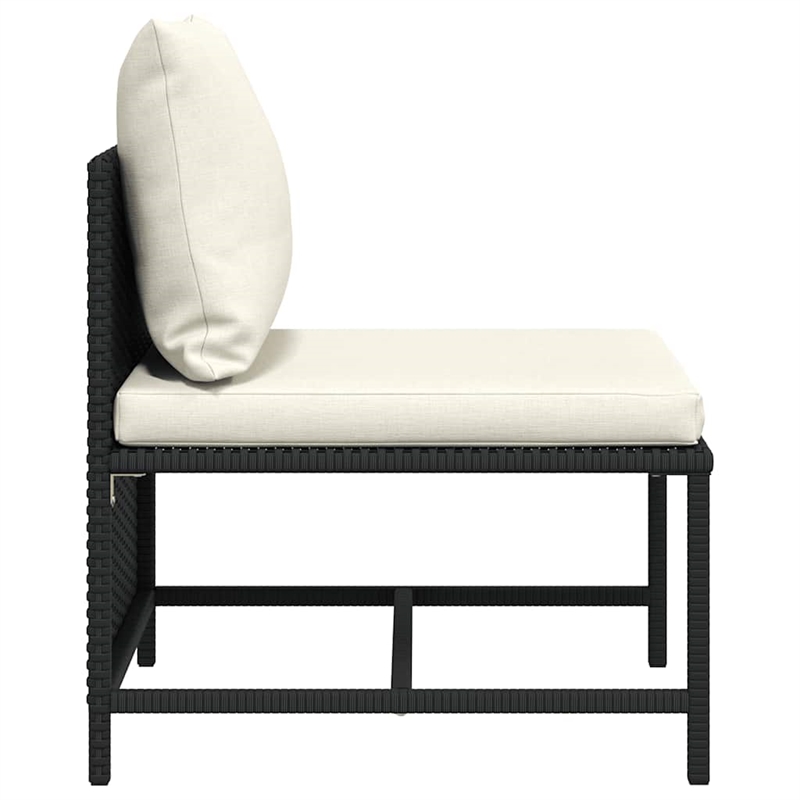 Afuera Living Modular PE Rattan Middle Sofa in Black with Cushions