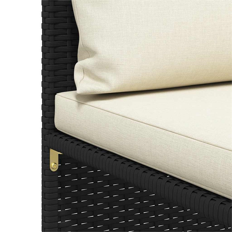 Afuera Living Modular PE Rattan Middle Sofa in Black with Cushions
