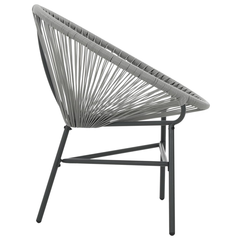 Afuera Living Poly Rattan Moon Chair with Steel Frame in Gray