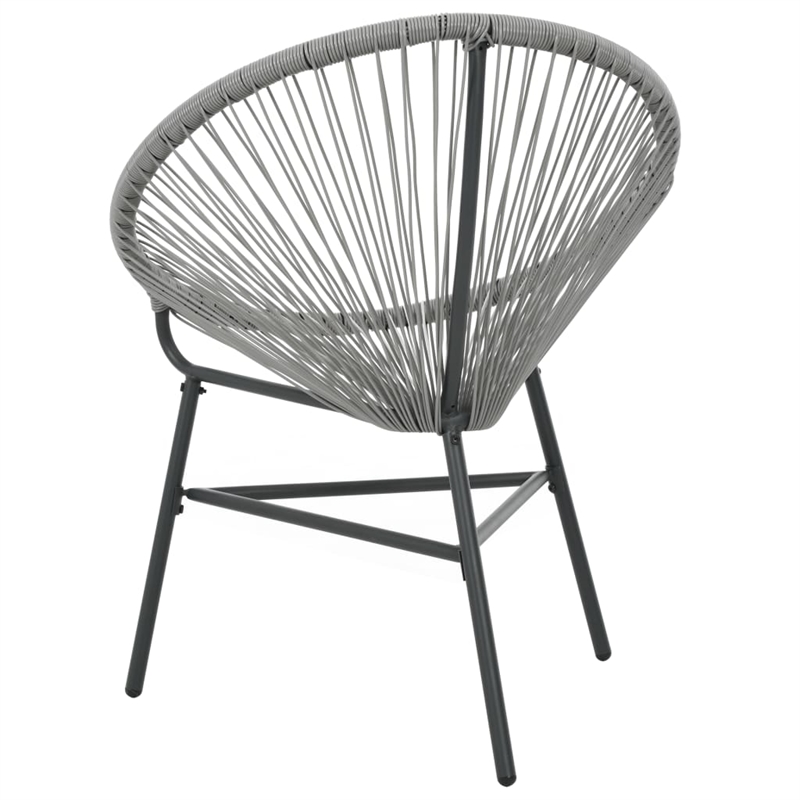 Afuera Living Poly Rattan Moon Chair with Steel Frame in Gray