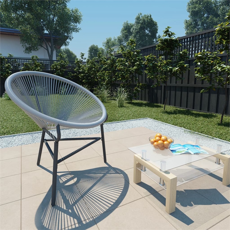 Afuera Living Poly Rattan Moon Chair with Steel Frame in Gray