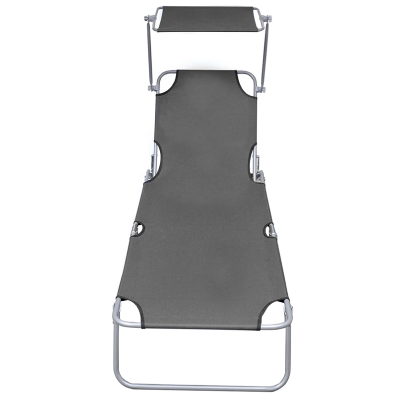 Afuera Living Folding Metal Sun Lounger in Gray with Adjustable Backrest