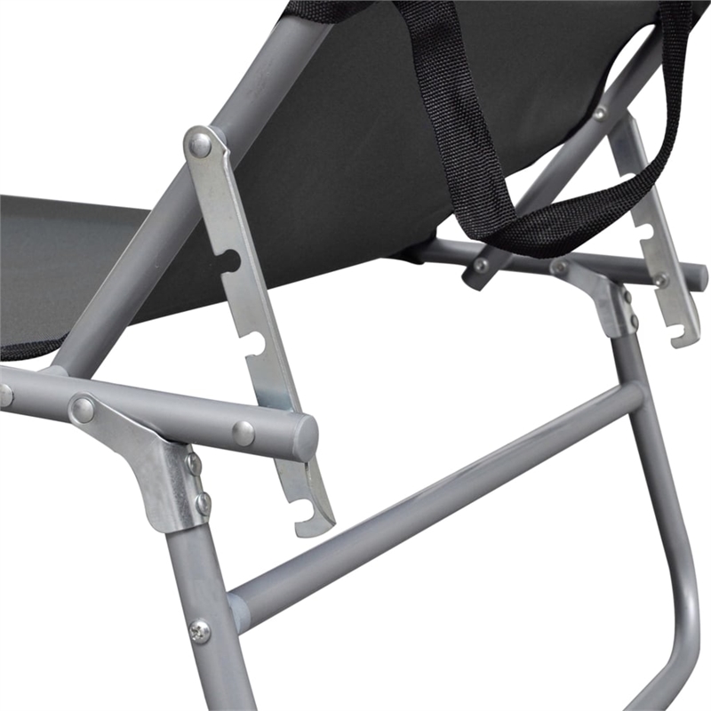 Afuera Living Folding Metal Sun Lounger in Gray with Adjustable Backrest