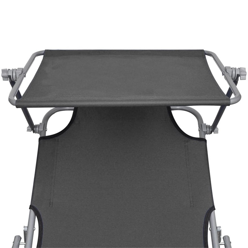 Afuera Living Folding Metal Sun Lounger in Gray with Adjustable Backrest