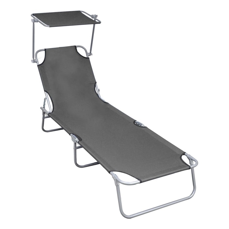 Afuera Living Folding Metal Sun Lounger in Gray with Adjustable Backrest