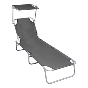 Afuera Living Folding Metal Sun Lounger in Gray with Adjustable Backrest