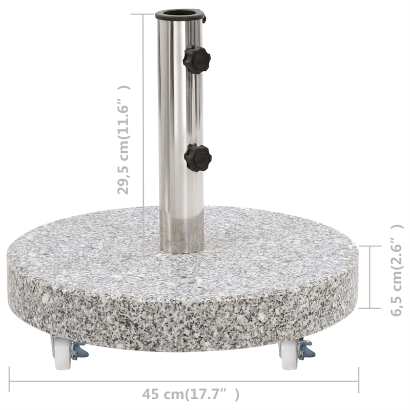 Afuera Living Medium Parasol Base in Gray Granite with Wheels