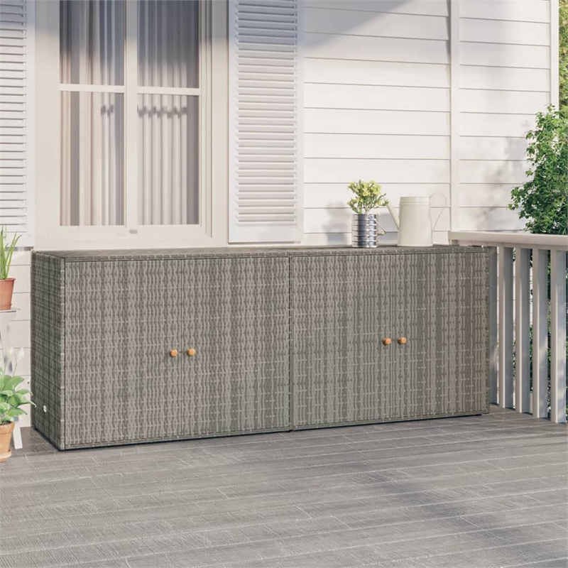 Afuera Living Outdoor Storage Cabinet with Rattan and Steel in Gray