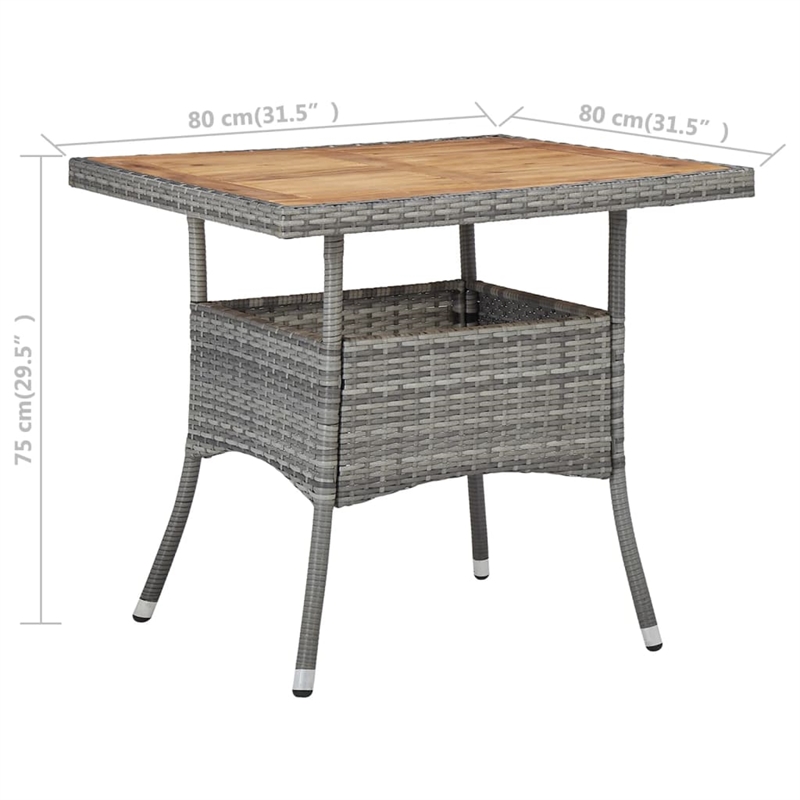 Afuera Living Outdoor Dining Table with Acacia Wood Top in Gray and Brown