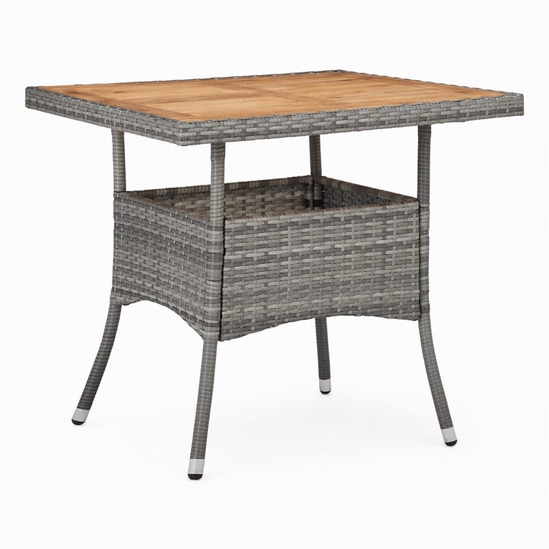 Afuera Living Outdoor Dining Table with Acacia Wood Top in Gray and Brown