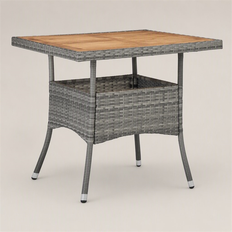Afuera Living Outdoor Dining Table with Acacia Wood Top in Gray and Brown