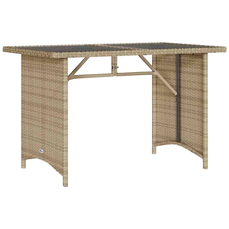Afuera Living PE Rattan Garden Dining Table with Glass Top in Beige