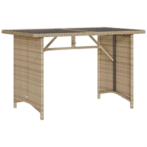 Afuera Living PE Rattan Garden Dining Table with Glass Top in Beige
