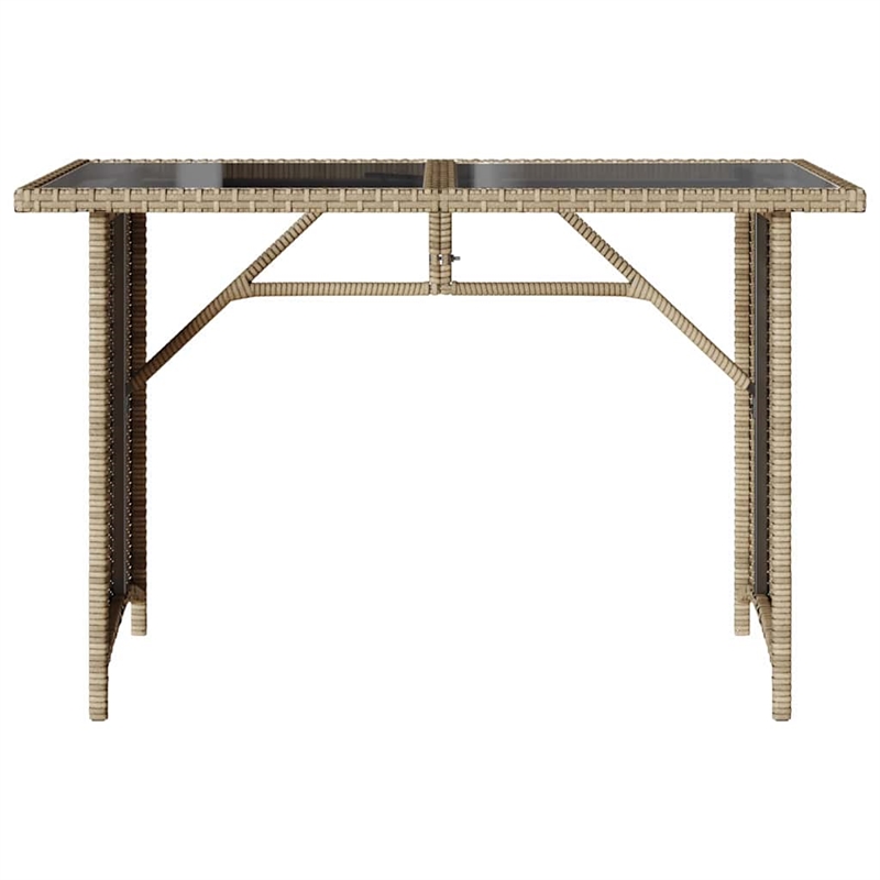Afuera Living PE Rattan Garden Dining Table with Glass Top in Beige