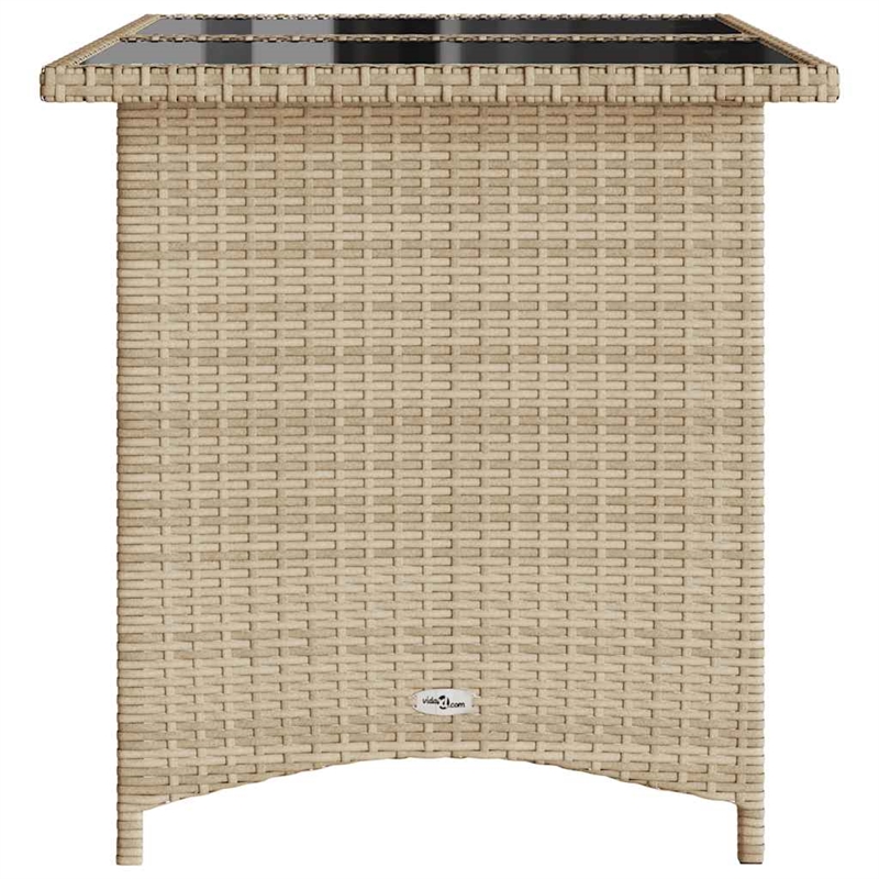 Afuera Living PE Rattan Garden Dining Table with Glass Top in Beige