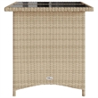 Afuera Living PE Rattan Garden Dining Table with Glass Top in Beige