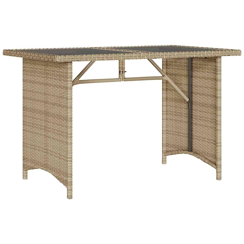 Afuera Living PE Rattan Garden Dining Table with Glass Top in Beige