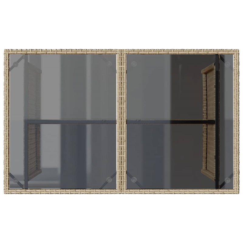 Afuera Living PE Rattan Garden Dining Table with Glass Top in Beige