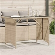 Afuera Living PE Rattan Garden Dining Table with Glass Top in Beige