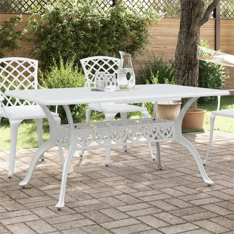 Afuera Living Cast Aluminum Outdoor Dining Table with White Finish
