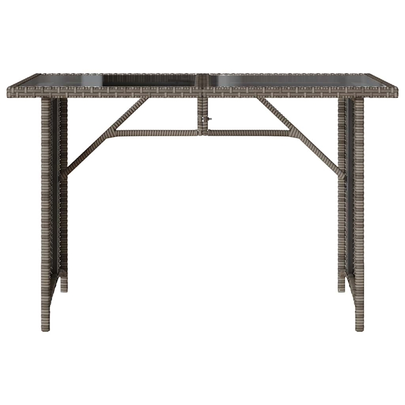 Afuera Living Rectangular Rattan Dining Table with Glass Top in Gray