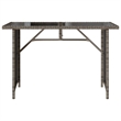 Afuera Living Rectangular Rattan Dining Table with Glass Top in Gray