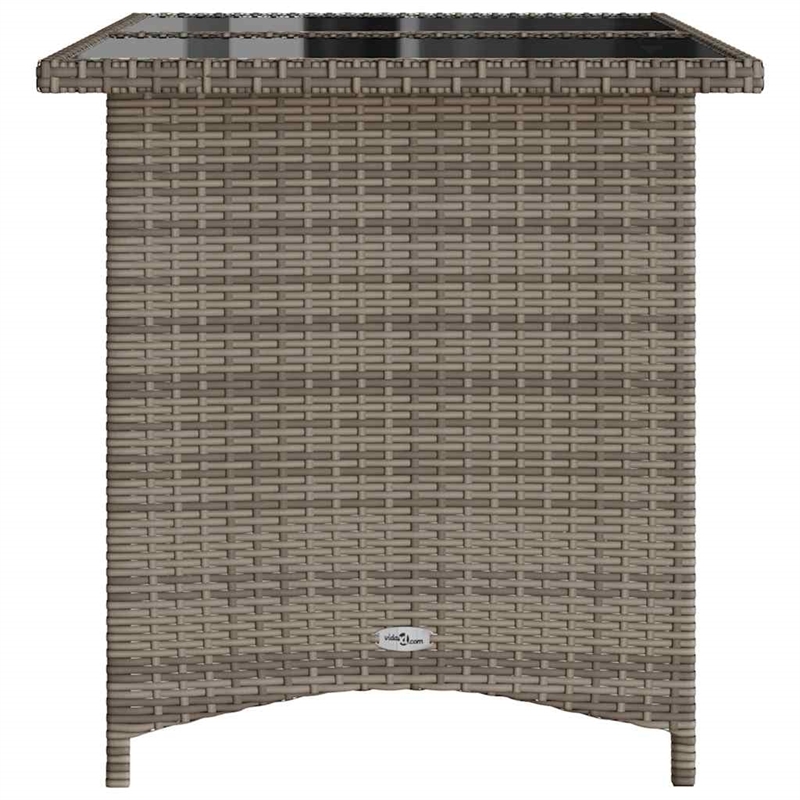 Afuera Living Rectangular Rattan Dining Table with Glass Top in Gray