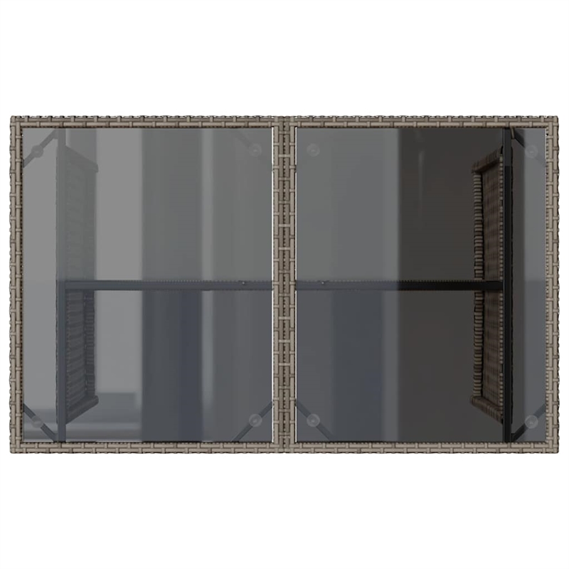 Afuera Living Rectangular Rattan Dining Table with Glass Top in Gray