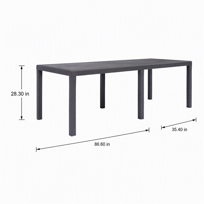 Afuera Living Plastic Outdoor Garden Dining Table in Brown Rattan Look