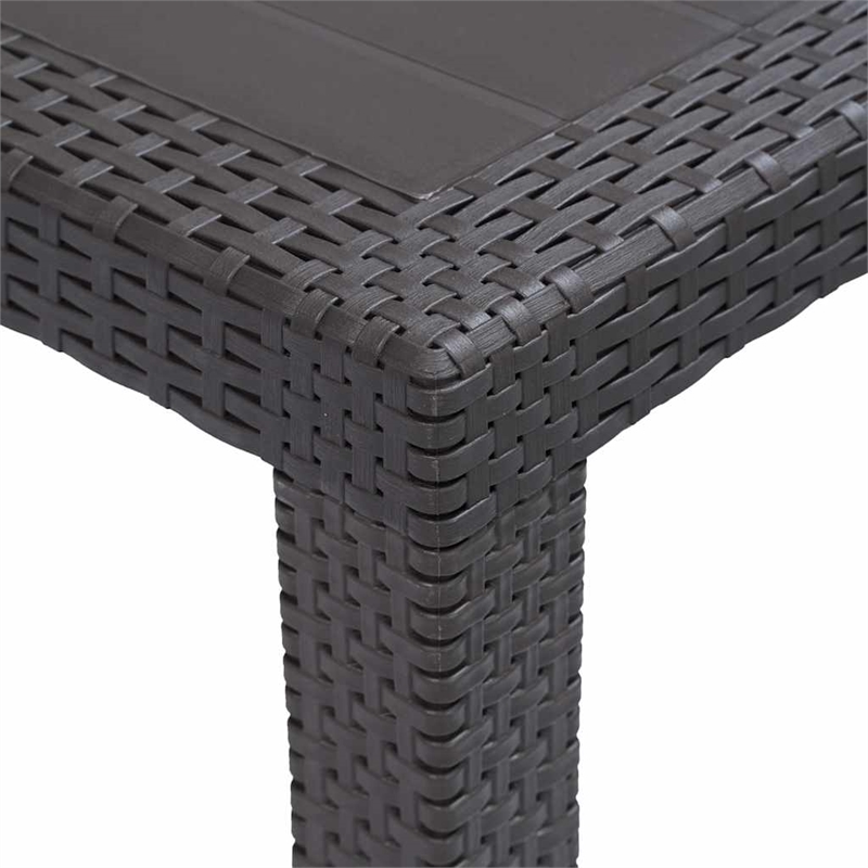 Afuera Living Plastic Outdoor Garden Dining Table in Brown Rattan Look