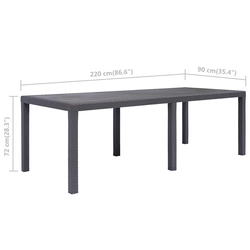 Afuera Living Plastic Outdoor Garden Dining Table in Brown Rattan Look