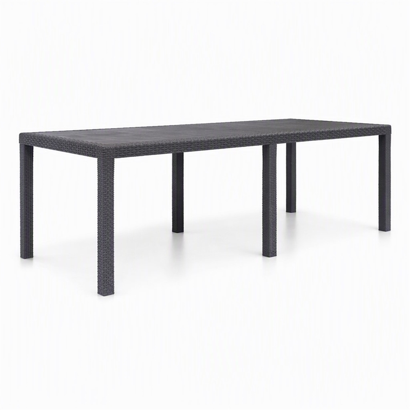 Afuera Living Plastic Outdoor Garden Dining Table in Brown Rattan Look