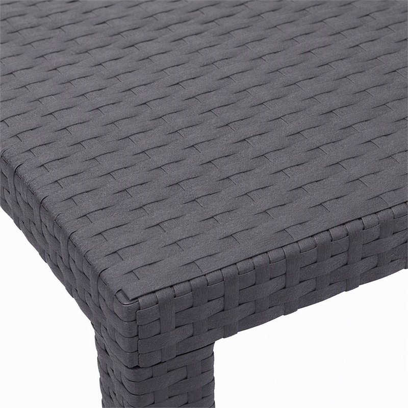 Afuera Living Plastic Outdoor Garden Dining Table in Brown Rattan Look