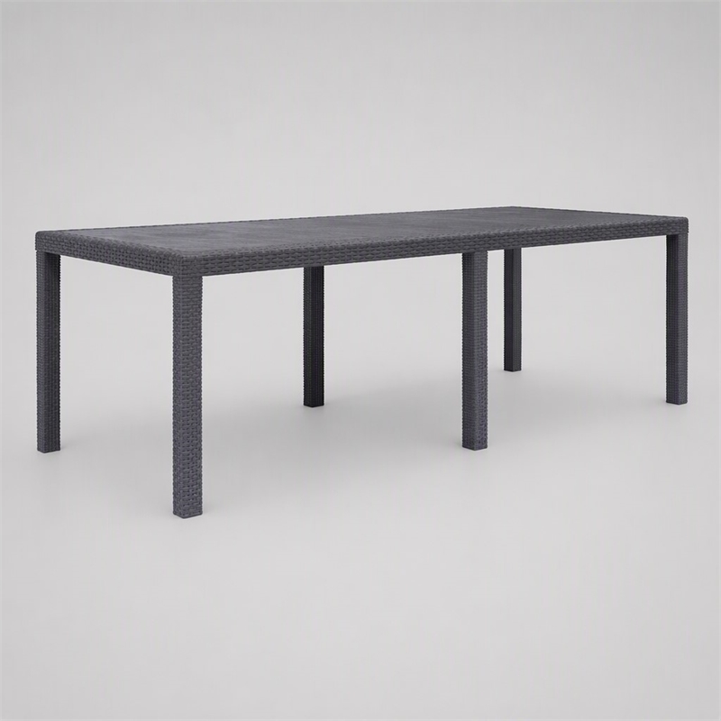 Afuera Living Plastic Outdoor Garden Dining Table in Brown Rattan Look