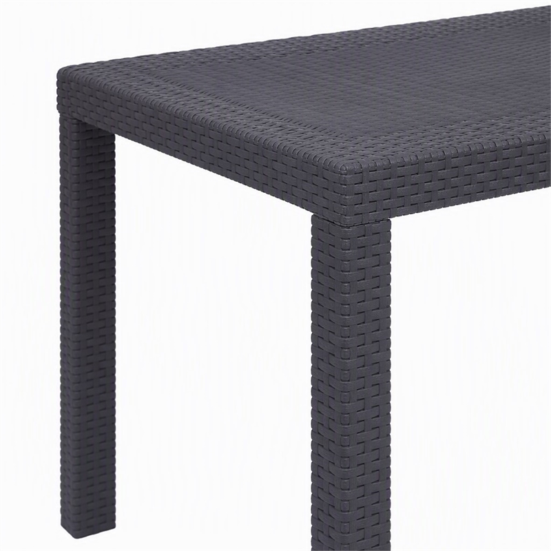 Afuera Living Plastic Outdoor Garden Dining Table in Brown Rattan Look