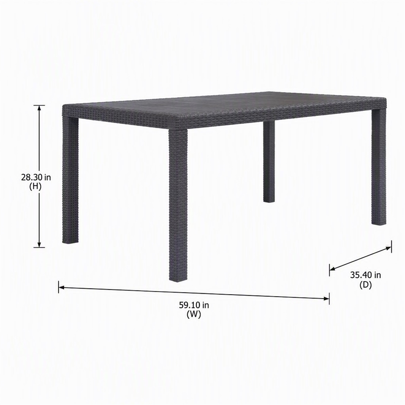 Afuera Living Plastic Garden Dining Table with Rattan Finish in Brown
